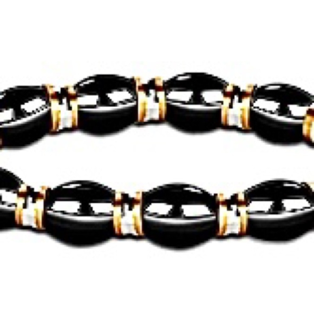 🖤 Hematite Black & Gold Bead Magnetic Bracelet for Men & Women